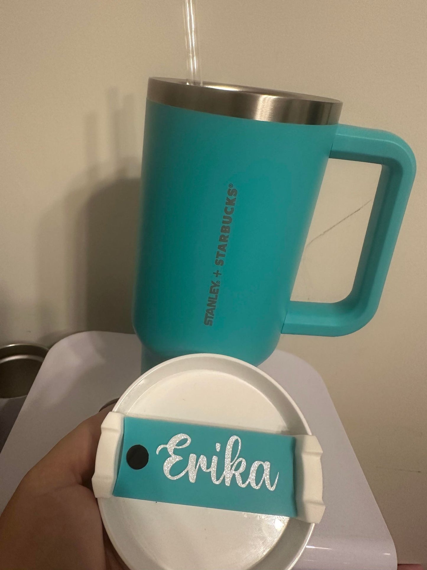 40 oz Teal name tag