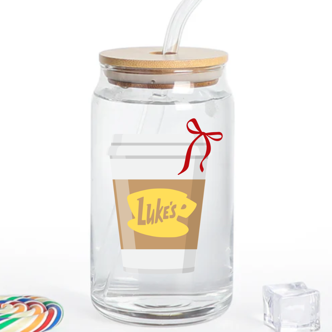 LUKES RED BOW 16 OZ GLASS