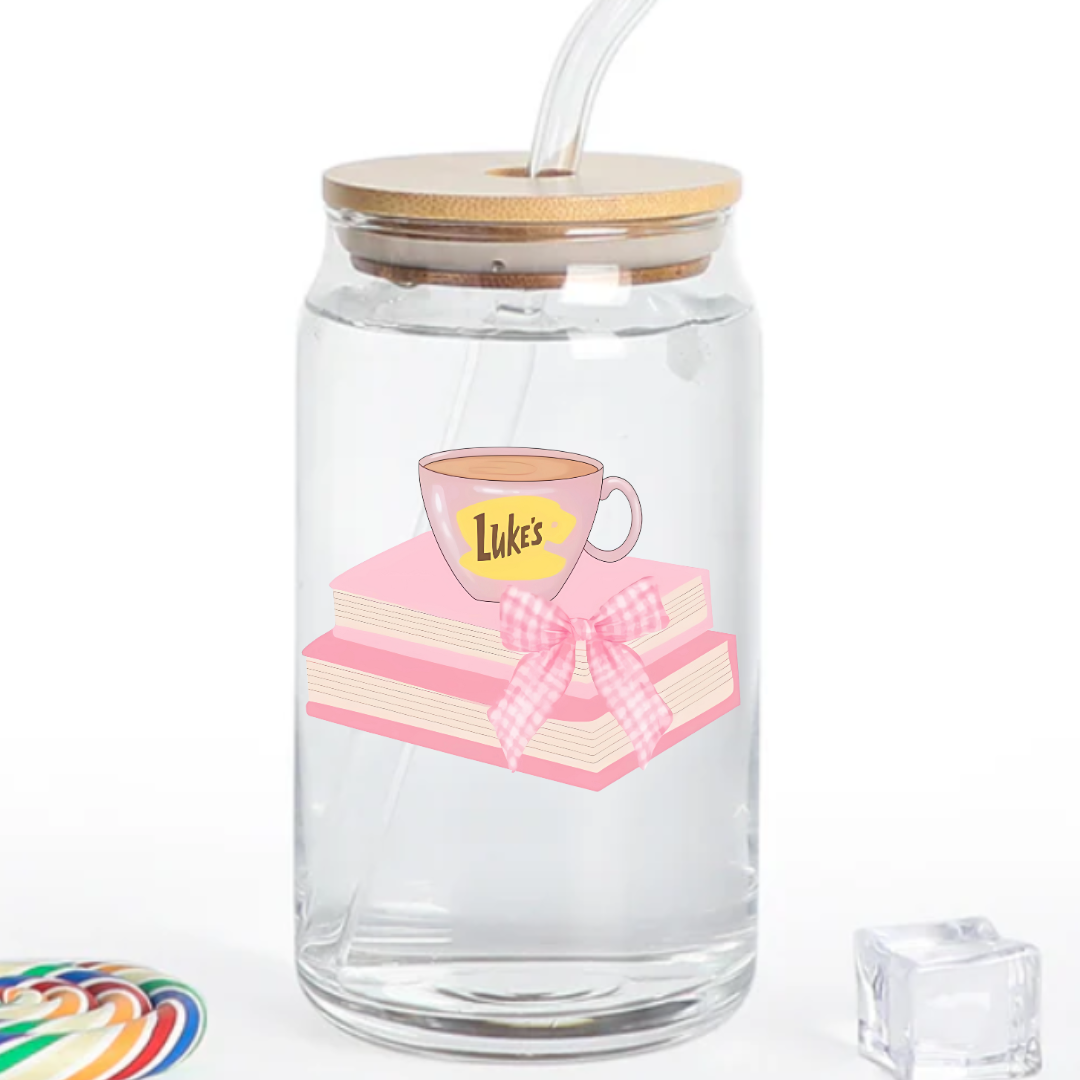 LUKES AND BOOKS 16 OZ GLASS