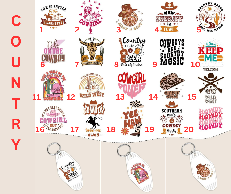 COUNTRY KEYCHAINS – SSavvy Designs