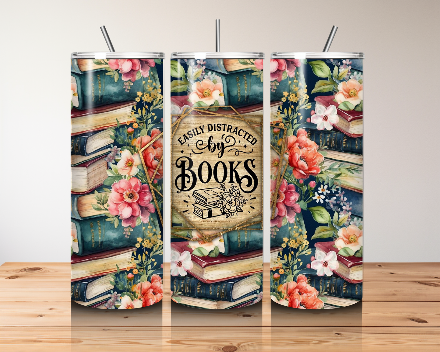 EASILY DISTRACTED BY BOOKS TUMBLER