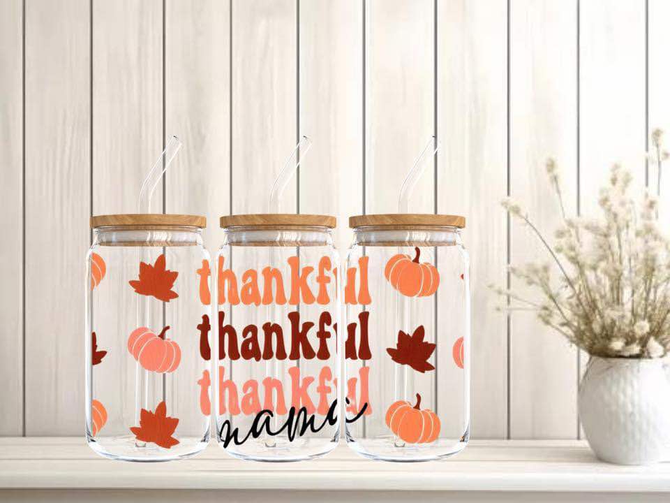 THANKFUL MAMA 16 OZ GLASS