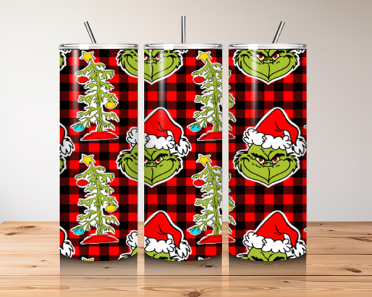 GRINCH PLAID 20 OZ TUMBLER