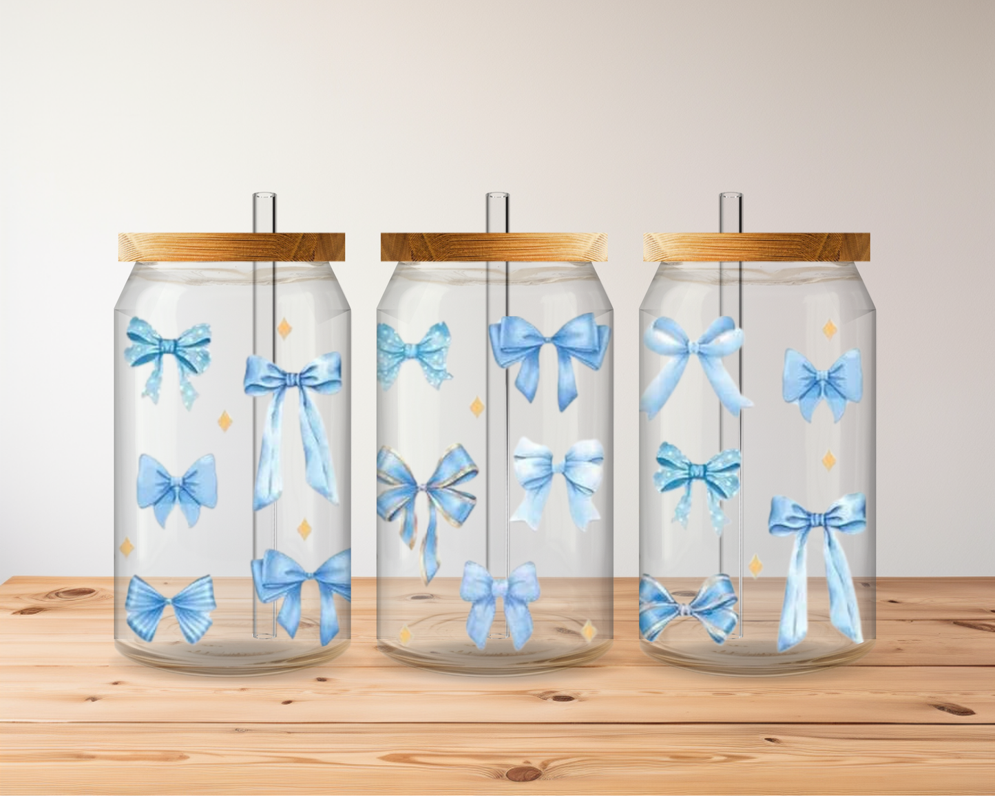 BLUE BOWS 16 OZ GLASS